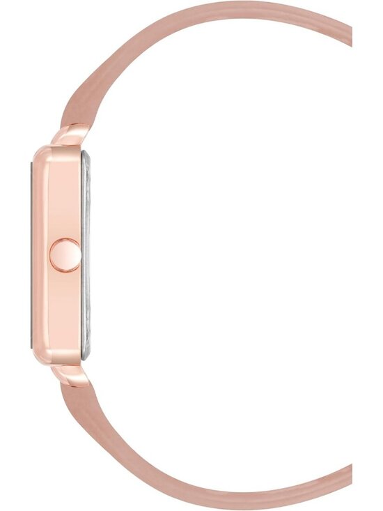 Nine West Women\'s Blush Pink Rose Gold Analog Faux Leather Strap Square Watch